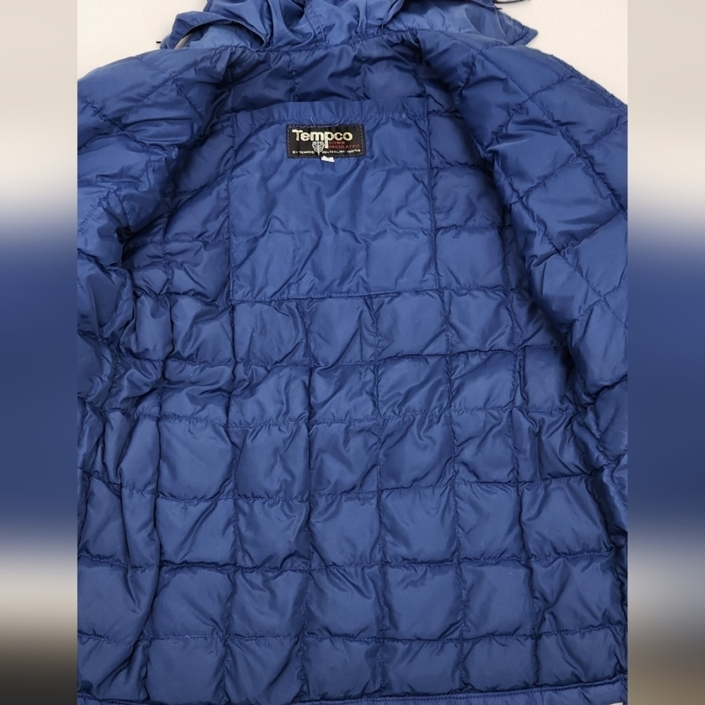 Vintage Tempco Down Jacket Quilted Blue Puffer Womens Medium Made In USA - Picture 4 of 9